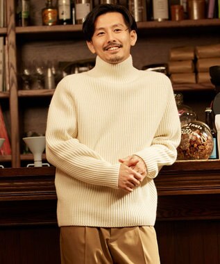 UNFILO MENS バルキー タートルネック ニット オフ