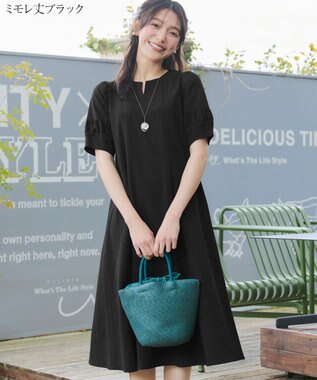 Tiaclasse 【選べる着丈・新色追加】ギャザーランタンスリーブワンピース