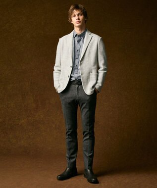 JOSEPH ABBOUD 【軽量/ストレッチ/洗える/JAPANファブリック/和紙】コンフォータブルジャージー ジャケット ライトグレー系