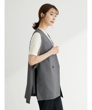 Green Parks アソート柄薄手ベスト Stripe Gray