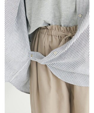 Green Parks リネンレーヨン２ｗａｙシャツ Stripe Black