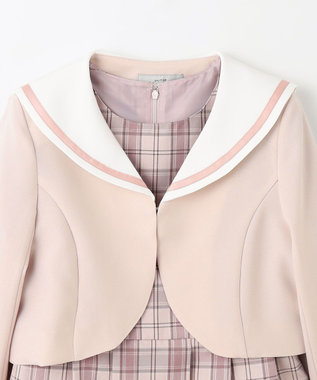 ANY KIDS 【2点セット】セーラージャケット+チェックワンピース ピンクベージュ