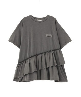 earth music&ecology 異素材ドッキンググラフィックTシャツ Charcoal Gray