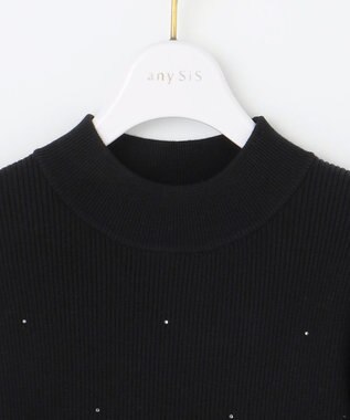 ANY SIS 【洗える】ビジュー プルオーバー ブラック