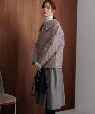 組曲 【洗える・中綿】2WAYキルト コート ベージュ系