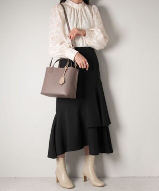 LA BAGAGERIE 【MONICA】バイカラーミディトートバッグ グレー