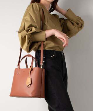 LA BAGAGERIE 【MONICA】バイカラーミディトートバッグ キャメル