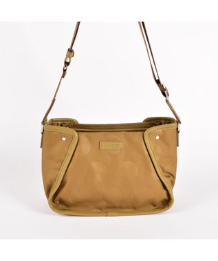 Y'SACCS ヒートエンボス ポルカドットポシェット キャメル