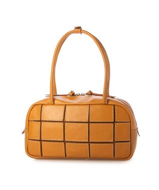 UNBILLION ピークスピーク PEAKS PEAK / 牛革パッチワーク横長ボストン キャメル