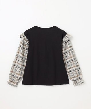 ANY KIDS チェック袖 ドッキング プルオーバー ブラック