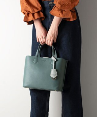 LA BAGAGERIE 【MONICA】バイカラーミディトートバッグ ダークブルー