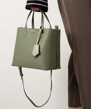 LA BAGAGERIE 【MONICA】バイカラーミディトートバッグ グリーン