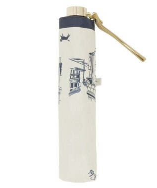 MOONBAT DAKS(ダックス) 晴雨兼用日傘 折りたたみ傘 街並み フワクール生地使用 ホワイト