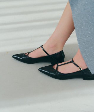 YECCA VECCA メリージェーンTストラップパンプス Black