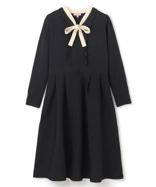 TOCCA 【洗える】BAR RIBBON KNIT DRESS ニットドレス ブラック×アイボリー系