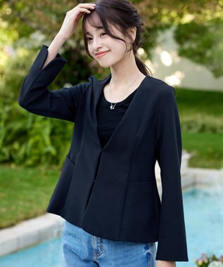 Tiaclasse L 【ストレッチジョーゼット】フレアジャケット ネイビー