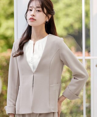 Tiaclasse L 【ストレッチジョーゼット】フレアジャケット グレージュ