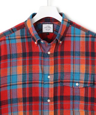 J.PRESS YORK STREET 【UNISEX】フランネルボタンダウン シャツ レッド系3