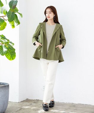 Tiaclasse L 【新色追加・洗える】配色スリットニット グレージュ