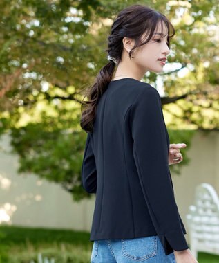 Tiaclasse L 【ストレッチジョーゼット】フレアジャケット ネイビー