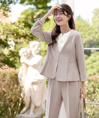 Tiaclasse L 【ストレッチジョーゼット】フレアジャケット グレージュ