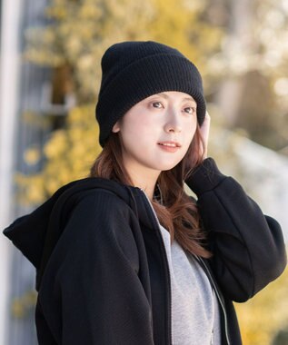 MOONBAT 【洗える】伸縮性に優れたストレスフリー ニット帽 ゆったり ブラック