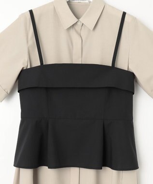 23区 【CLASSY.コラボ】ビスチェコンビ シャツワンピース 【WEB限定】ベージュ×ブラック