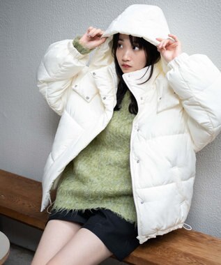 WEGO 【フード取り外し可能】2WAYパテッドジャケット オフホワイト