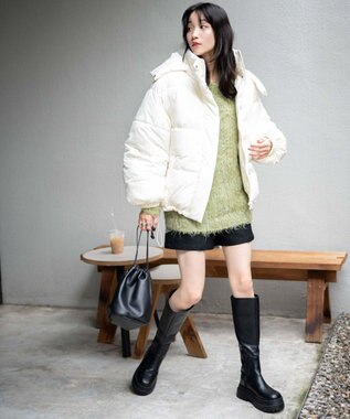 WEGO 【フード取り外し可能】2WAYパテッドジャケット オフホワイト