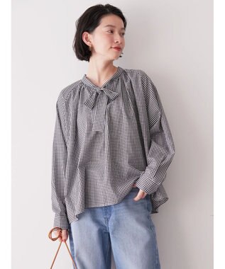 AMERICAN HOLIC イージーケア２ＷＡＹボウタイブラウス Gingham Check