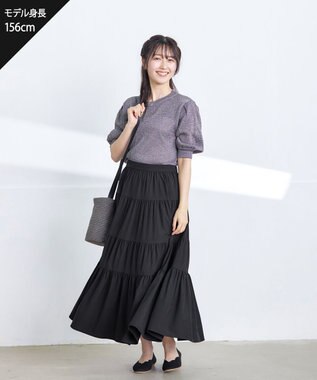 Tiaclasse 【洗える】ティアードフレアスカート ブラック