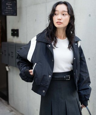 WEGO ナイロン切替ショートスタジャン ブラック