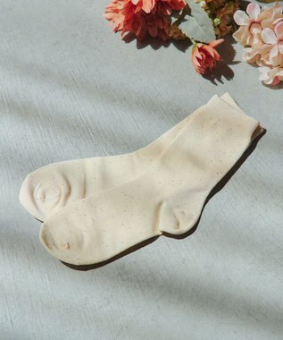 Tiaclasse スパンコールラメソックス アイボリー