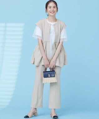 組曲 S スタイルアップジャージー フレアパンツ ラテベージュ系