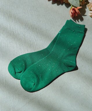 Tiaclasse スパンコールラメソックス グリーン