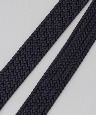 GOTAIRIKU 【ビジカジ兼用】ゴムメッシュ レザーコンビベルト ネイビー系