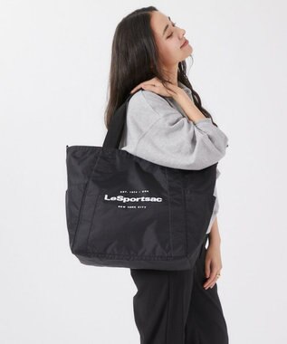 LeSportsac LG REVERSIBLE PKT TOTE/2ウェイブラック/ニュートラルレオパード