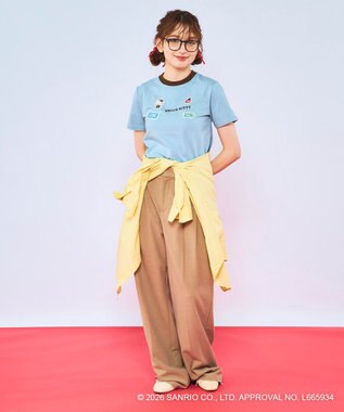 OP／FILA 【Ocean Pacific×ハローキティ】ワッペンリンガーチビTシャツ ブルー