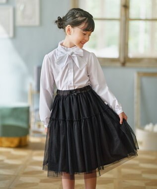 組曲 KIDS 【110-140㎝】 レースリボンタイブラウス オフホワイト