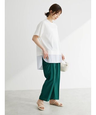 Green Parks 布帛レイヤー半袖チュニック Off White
