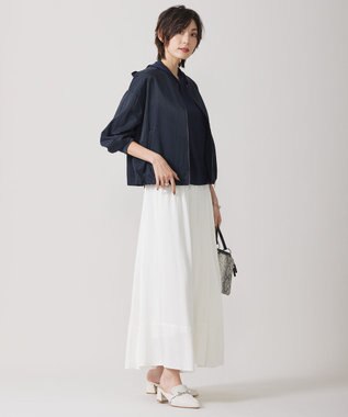 ICB L 【洗える】 ヴィスコースワイド デザインニットプルオーバー ネイビー系