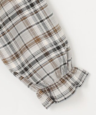 ANY KIDS チェック袖 ドッキング プルオーバー ブラック