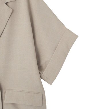 AMERICAN HOLIC 【先行予約】【イージーケア】リネンライク半袖ジャケット Gray Beige