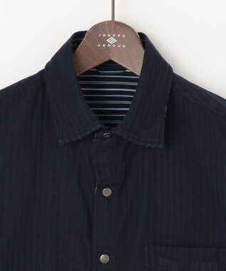 JOSEPH ABBOUD 【キングサイズ・2WAY/】ライトリバーシブルストライプシャツ ネイビー系1