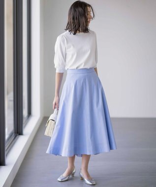 組曲 【セットアップ着用可・WEB限定】コンパクトシャーティング フレアスカート スカイブルー系1