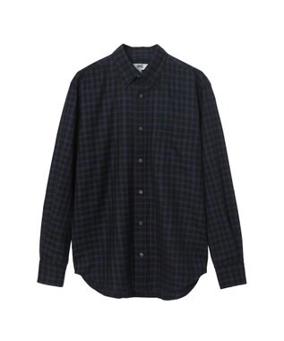 DAKS ウールチェック 隠しボタンダウンシャツ ブラック