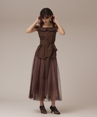 GRACE CONTINENTAL チュールリバーシブルスカート ブラウン