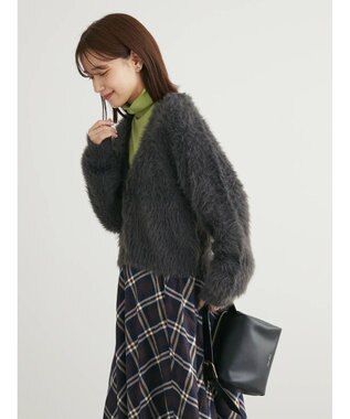 Green Parks ・Ｐｅｔｉｔ　Ｆｌｅｕｒ　シャギーニットカーディガン Charcoal Gray