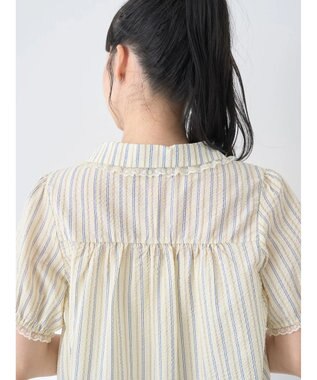 earth music&ecology ミニパフショートスリーブブラウス Sax