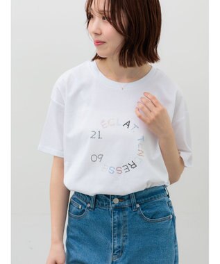 Te chichi ラインストーンサークルロゴTシャツ オフホワイト